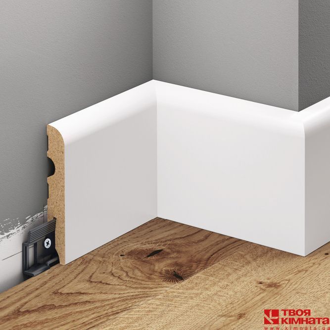 Плінтус Cezar MDF(678639) білий (80x13x2200) | Плінтус Cezar
